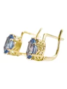 8K žlté zlato 333 Aquamarine náušnice vec003x-aq Russian Soviet USSR Vintage craft Art Deco style